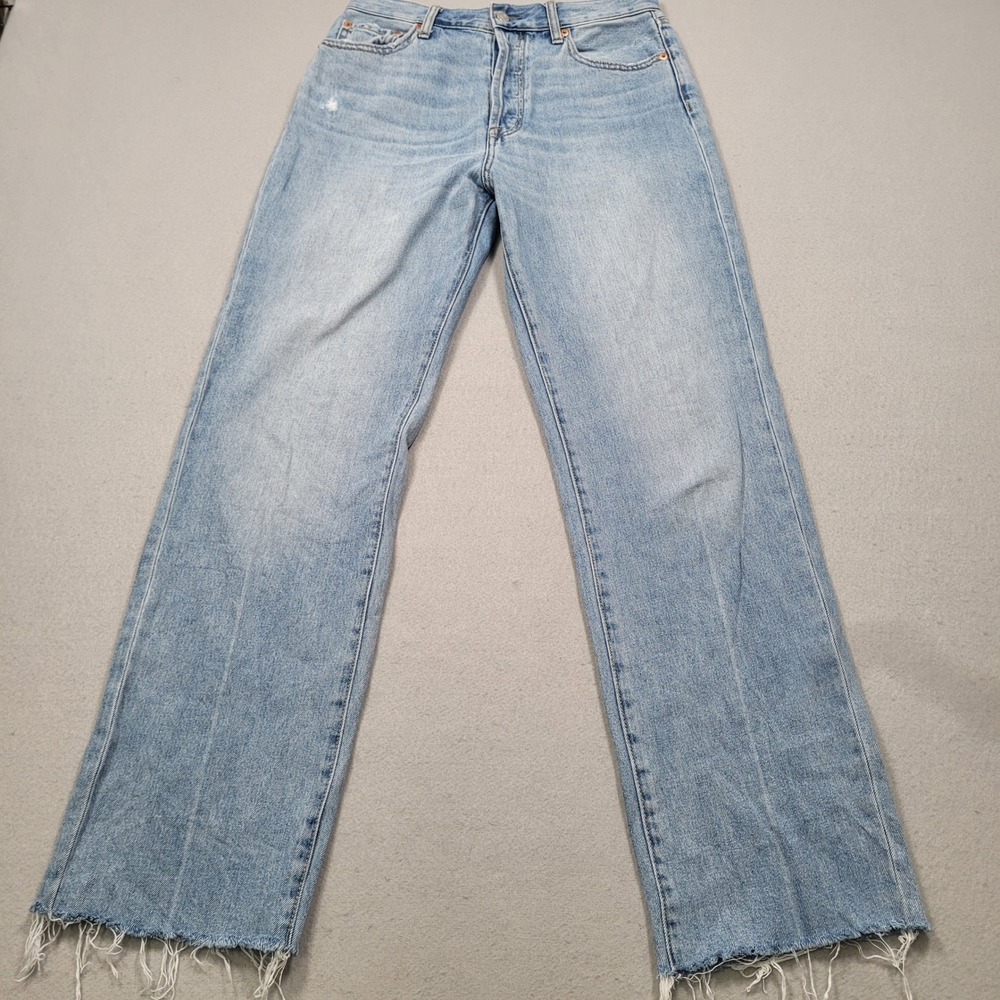 Pistola Savyy High Rise Wide Leg Jeans Light Wash Raw Hem 28 Anthropology